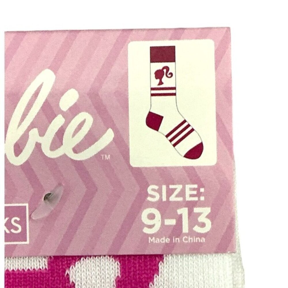 Barbie Crew Socks Pink and White Adult 9-13 One Size - Picture 3 of 16